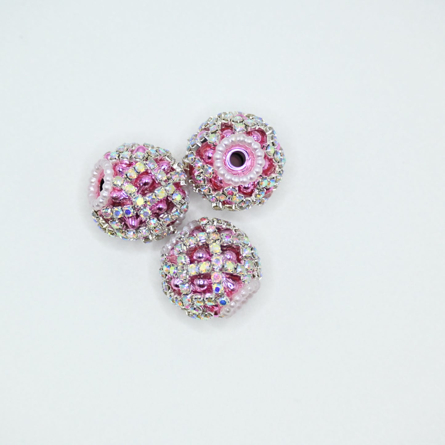 Pink Rhinestone Focal Beads for Pens Fancy Bling Glitter Sparkle Chunky Diamond Beads
