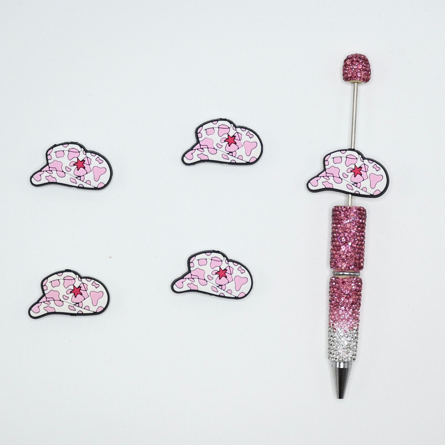 Pink Color Cowboy Hat Silicone Focal Beads For Pen