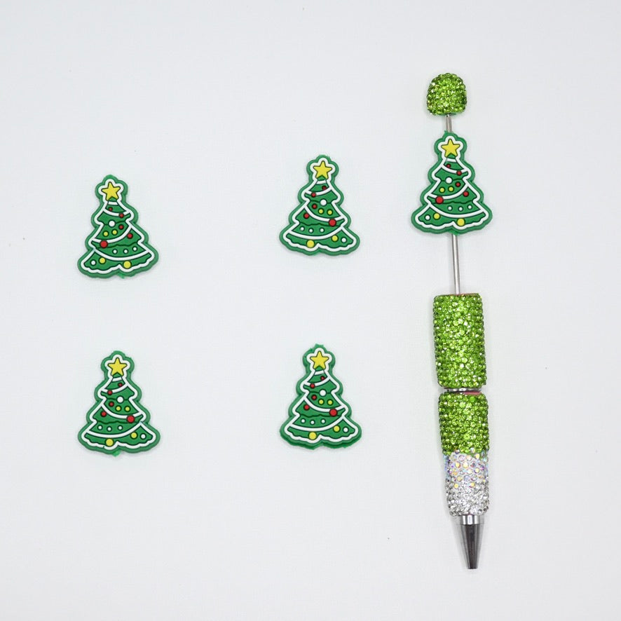 Beautiful Christmas Tree Silicone Focal Beads For Pen