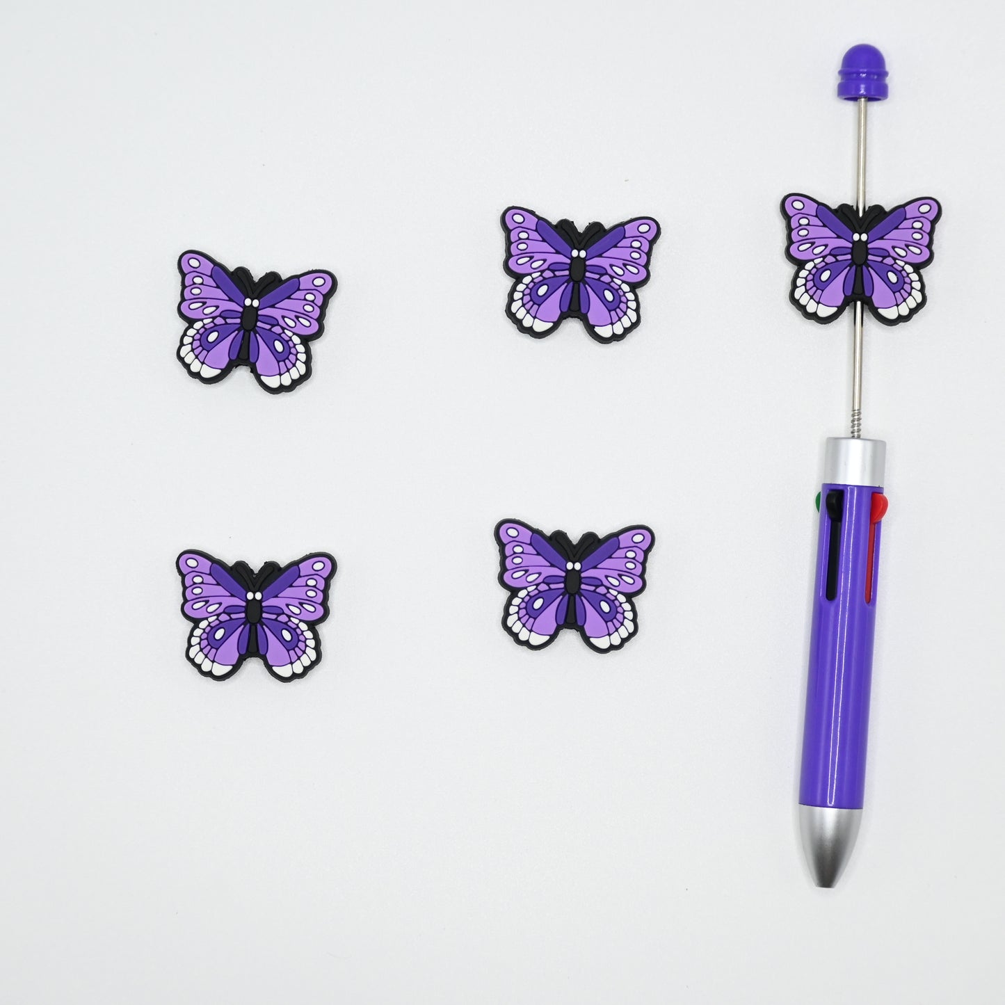Purple Butterfly Silicone Focal Beads For Pen