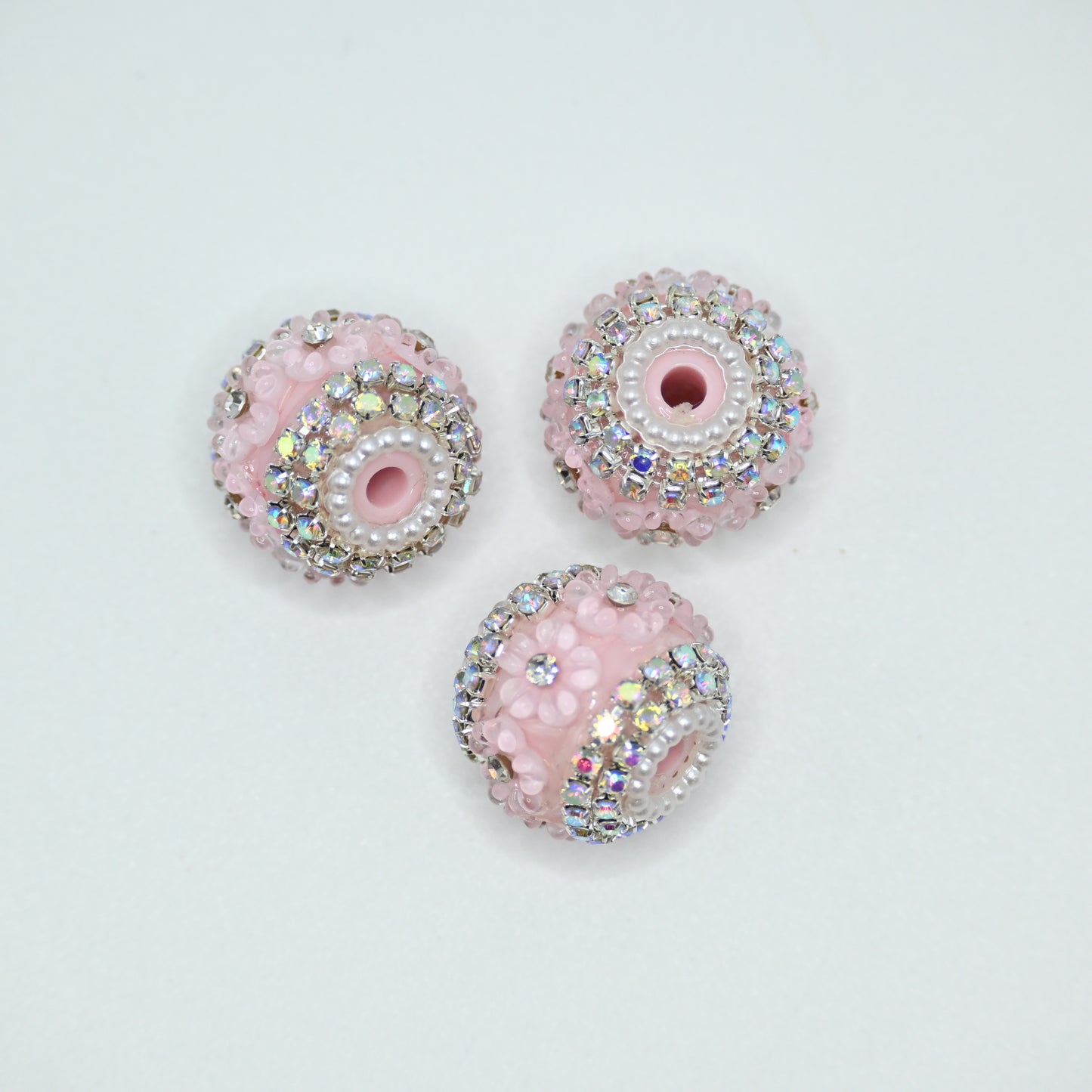 Pink Flower Shining Rhinestones Large Crystal for Jewelry Keychain Making