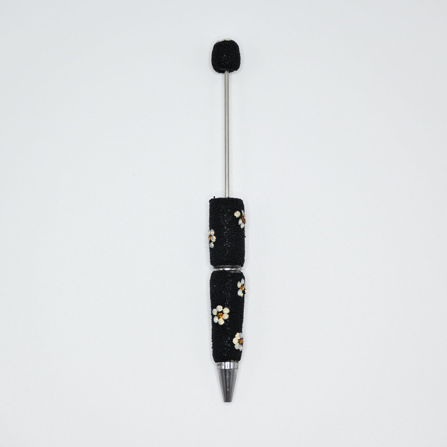 Black Color Full Little Ball and Beauty Flower Pen for Beads Cute Journalling Pens