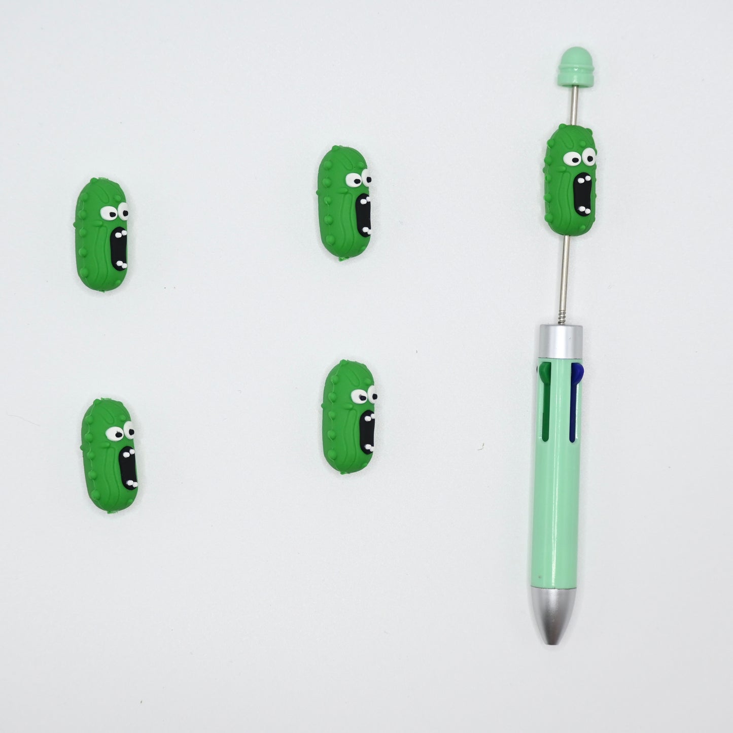 3D Frightened Green Bug with a Big Mouth Silicone Focal Beads For Pen