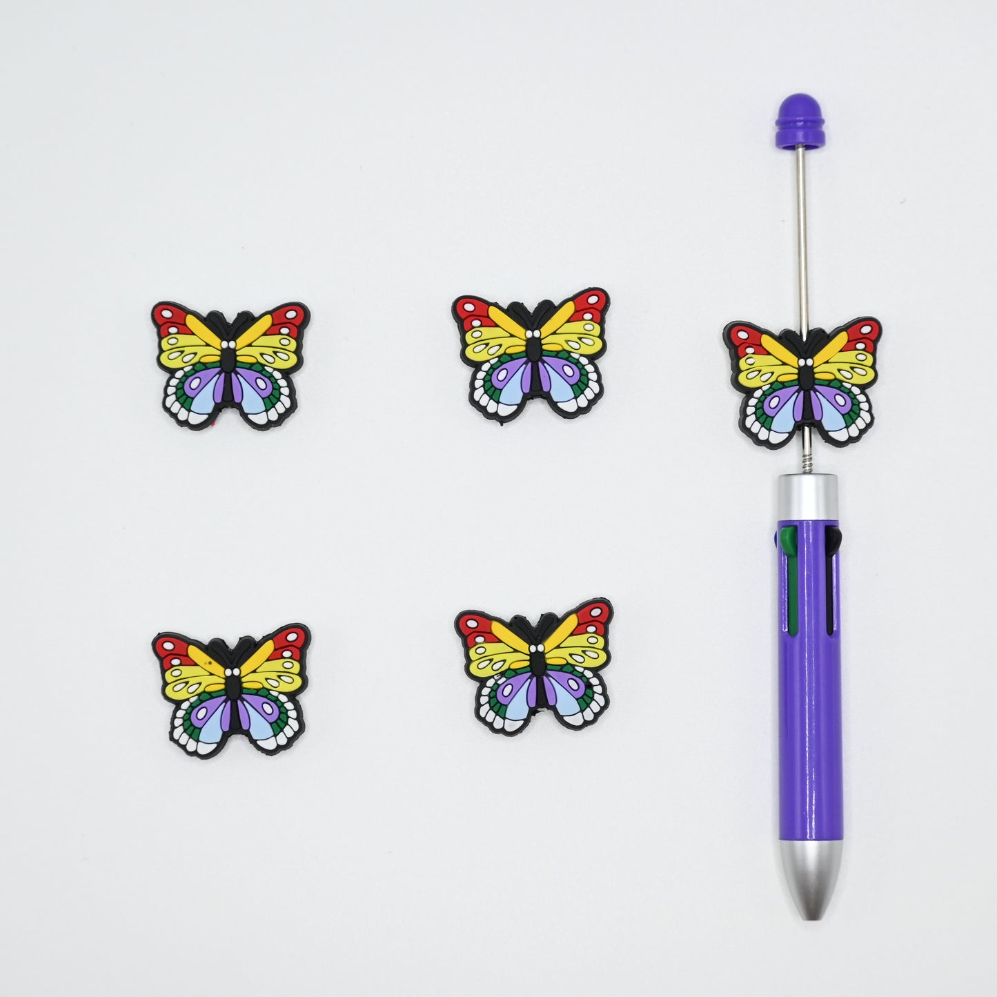 Colorful Butterfly Silicone Focal Beads For Pen