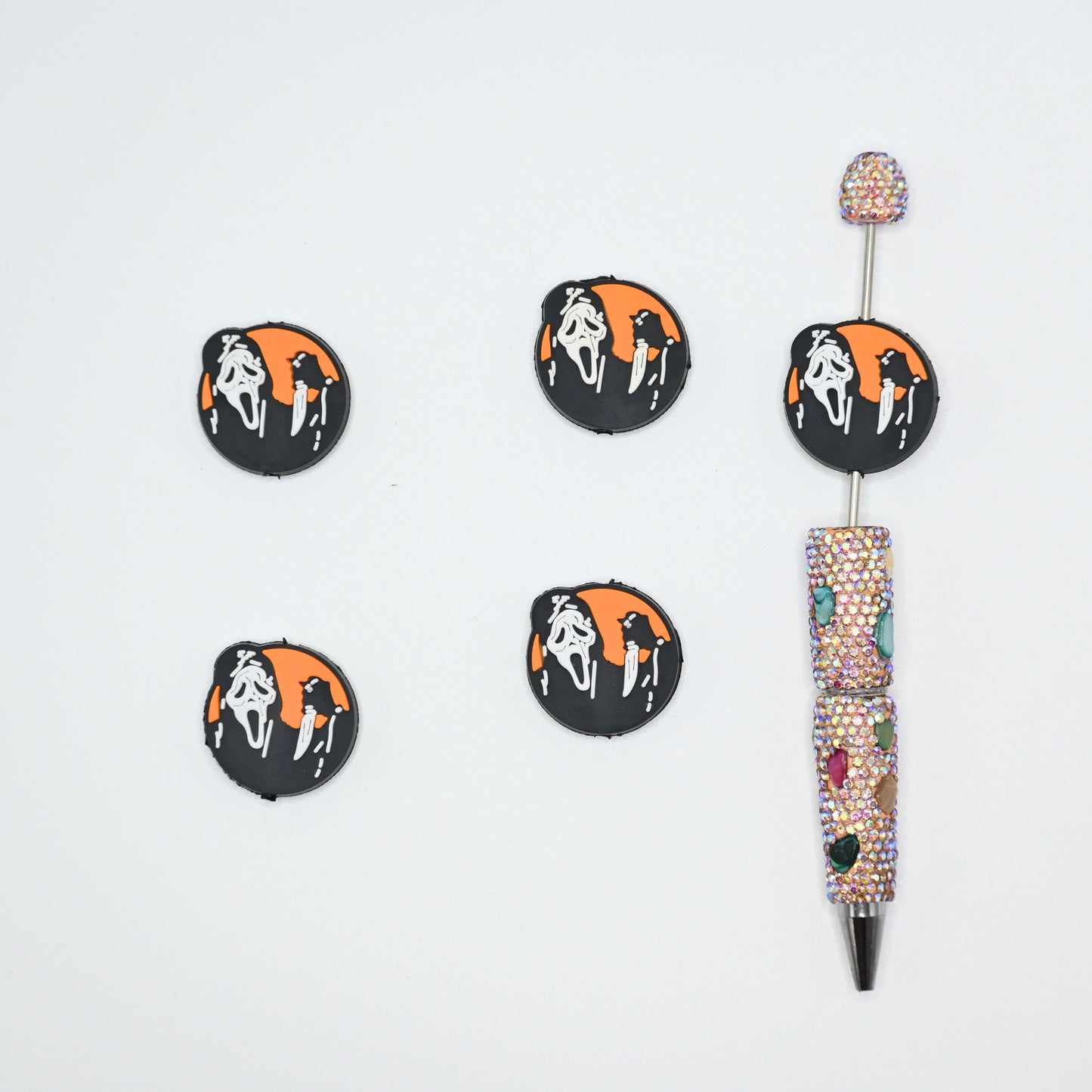 Halloween Ghost Face Hold a Knife Silicone Focal Beads For Pen