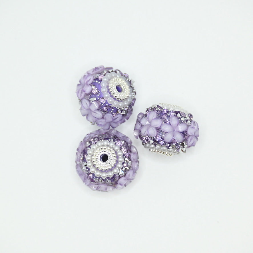 Purple Little Flower in Center Large Crystal for Jewelry Keychain Making