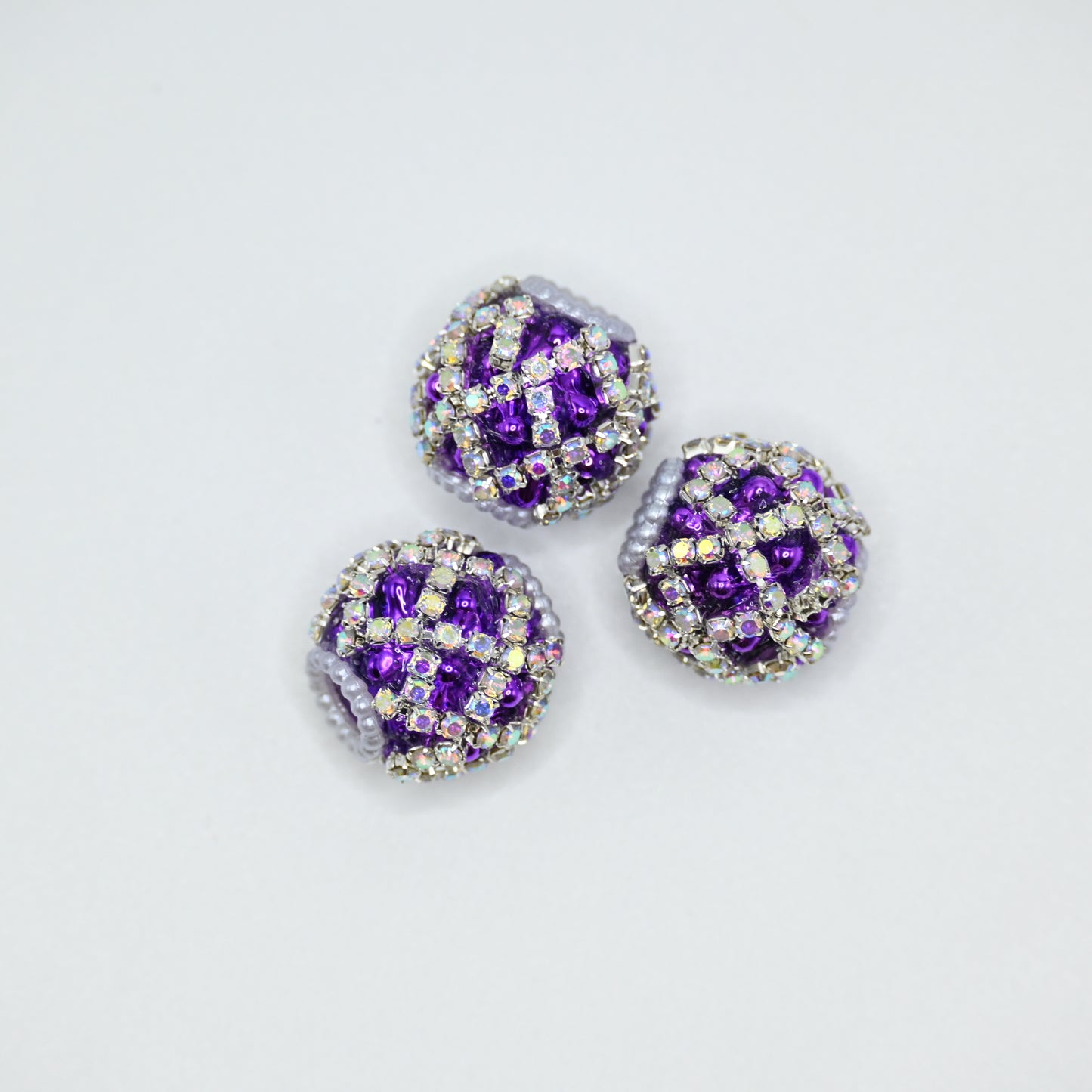 Purple Rhinestone Focal Beads for Pens Fancy Bling Glitter Sparkle Chunky Diamond Beads