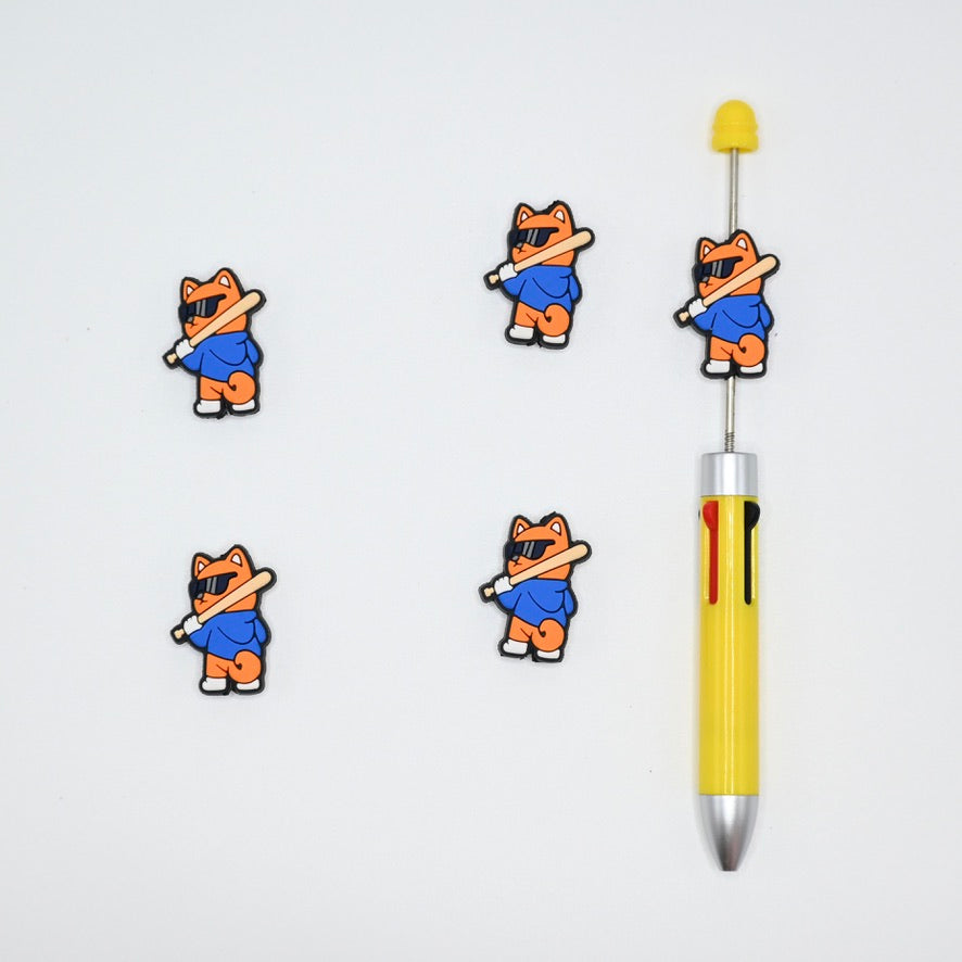 Cool Fox Wearing Sunglasses Holding A Bat Silicone Focal Beads For Pen