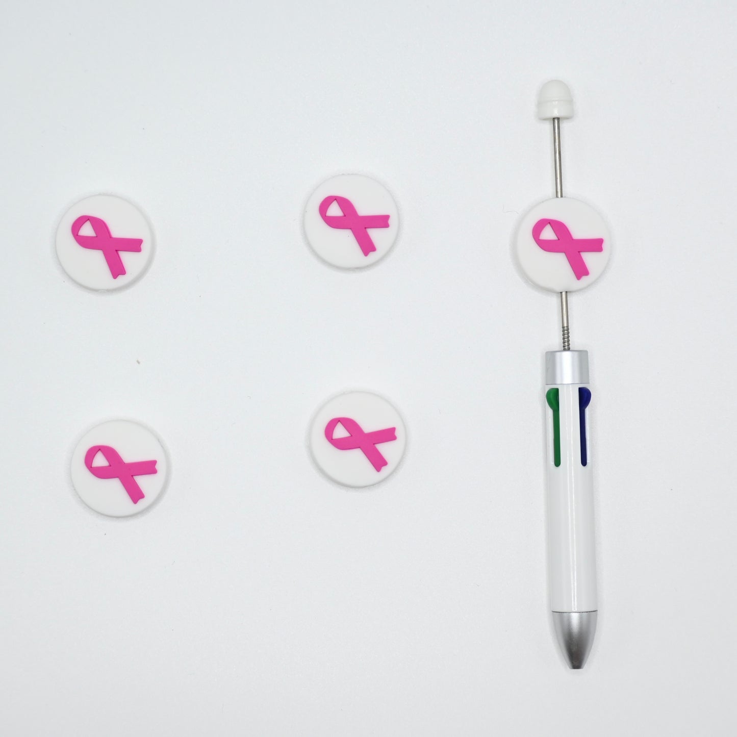 Purple Color Ribbon Silicone Focal Beads For Pen