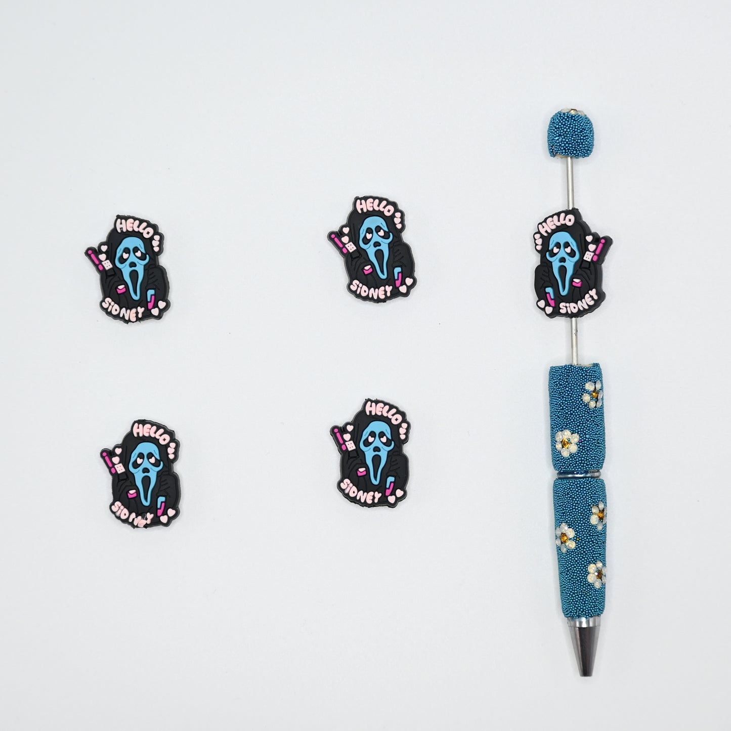 Halloween Ghost Face on the Phone Silicone Focal Beads For Pen
