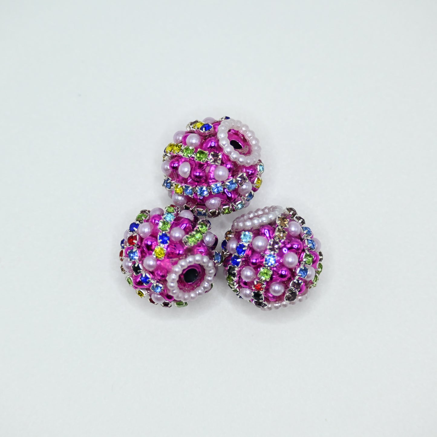 Pink Fancy Bling Glitter Spacer Pen Beads Chunky Diamond Focal Beads for DIY Beaded Pens