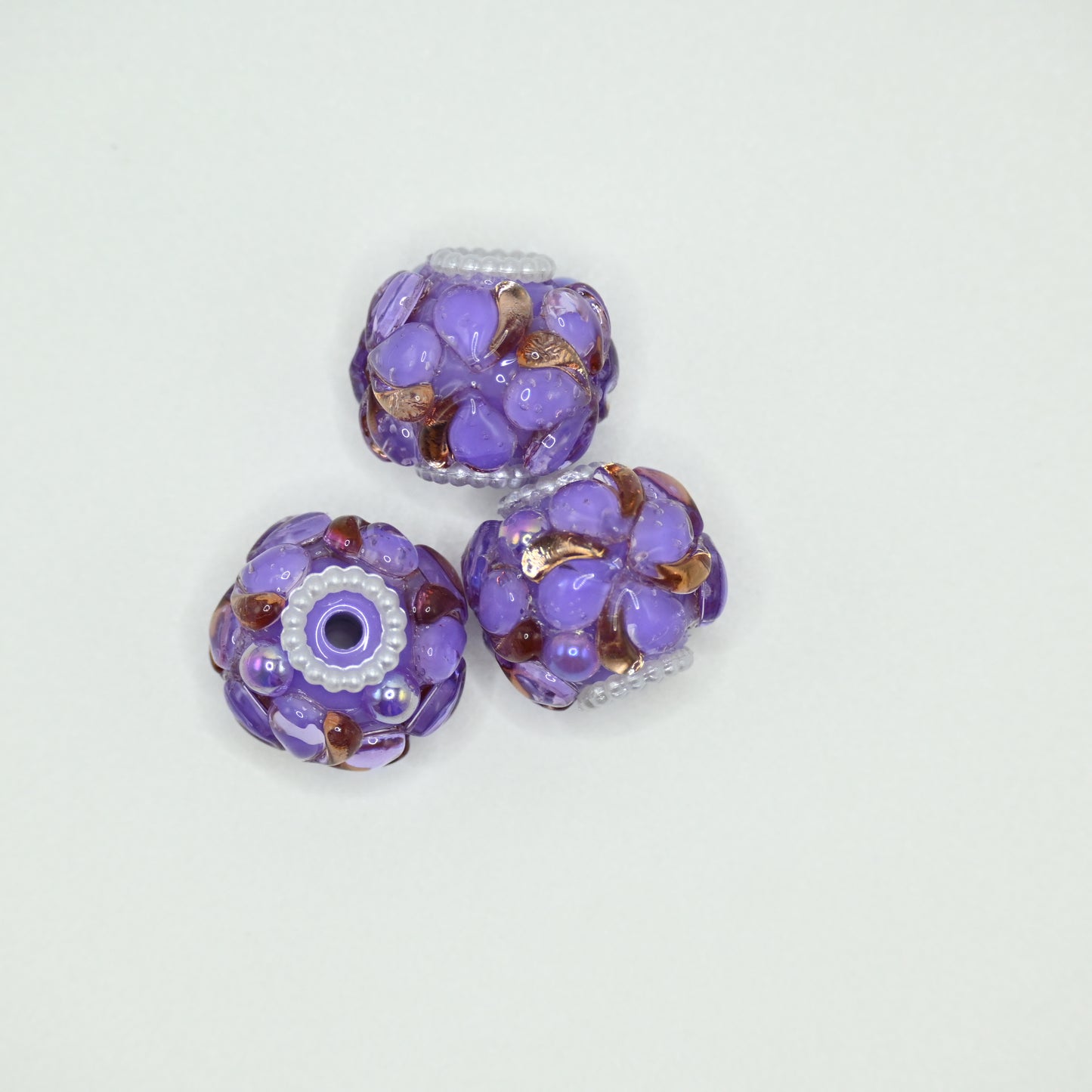 Purple Color Rhinestone Flower Focal Beads for Pens
