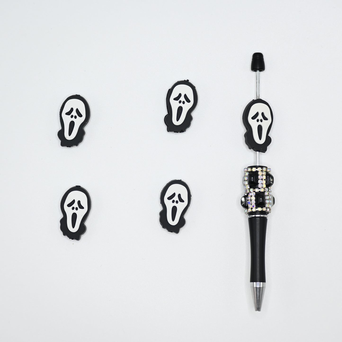 Halloween Ghost Face Silicone Focal Beads For Pen