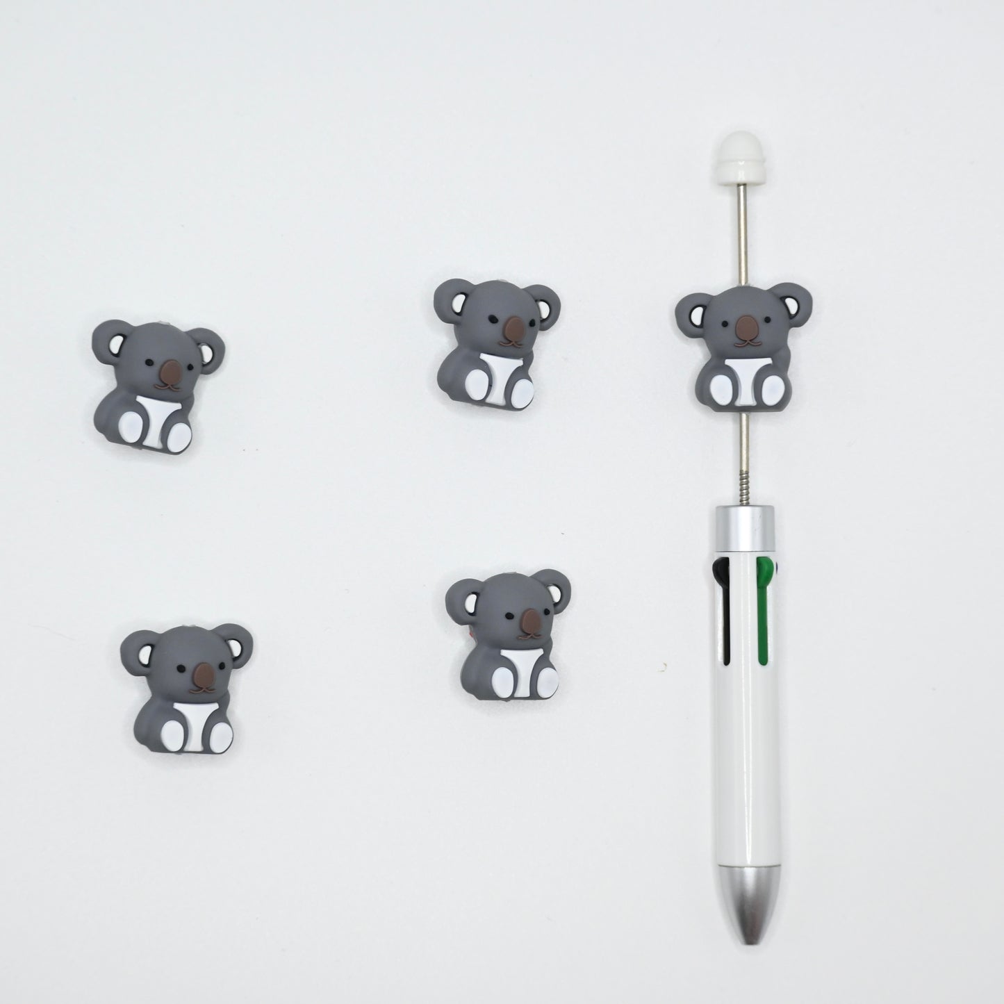 3D Cute Gray Koala Silicone Focal Beads For Pen