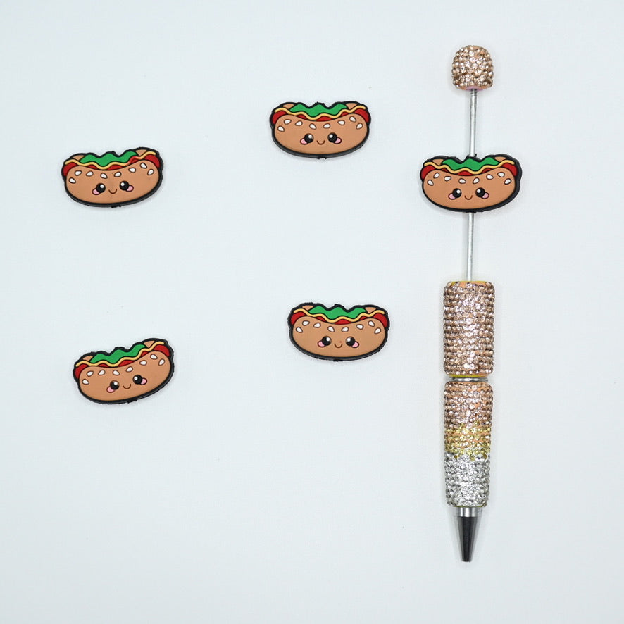 Hot Dog with Smile Silicone Focal Beads For Pen