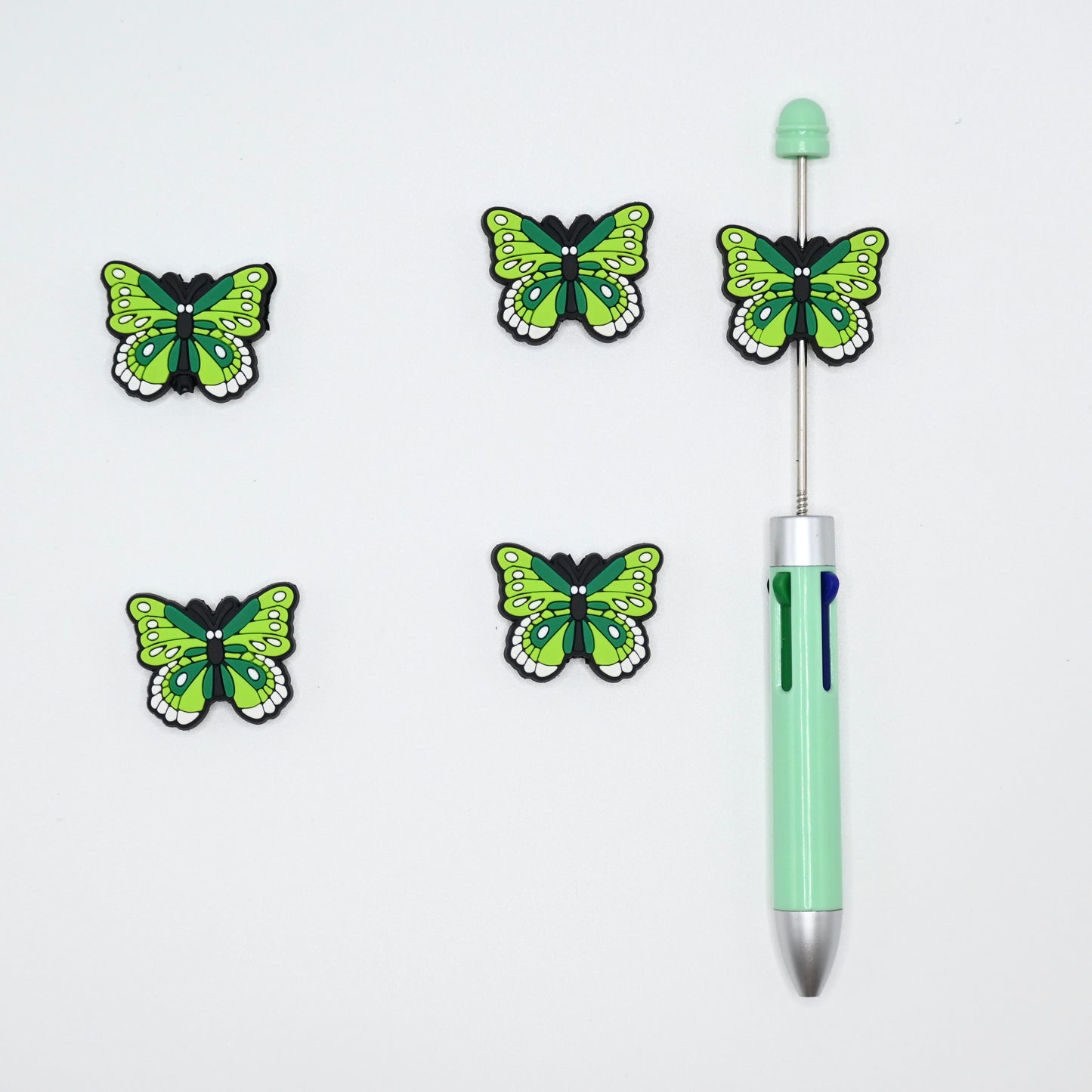 Green Butterfly Silicone Focal Beads For Pen