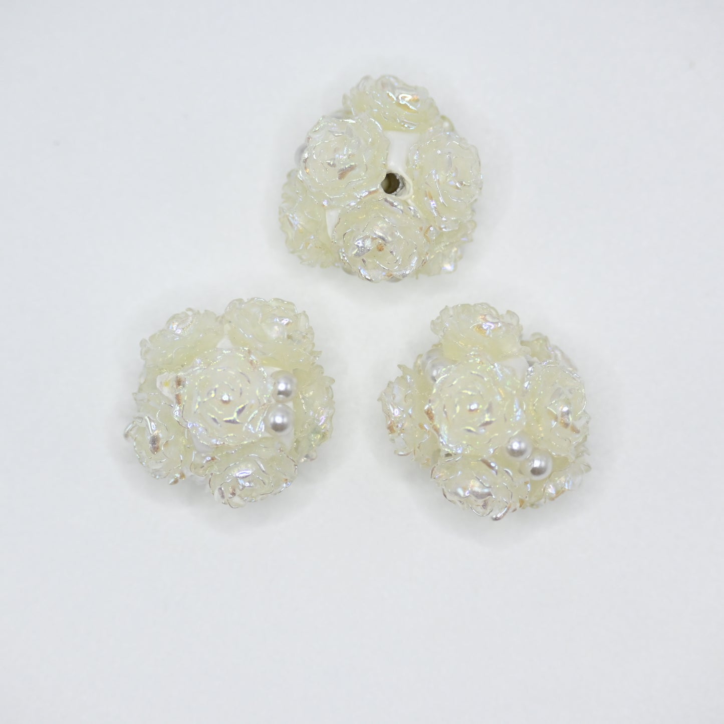 White Flower Shape Rhinestones for Beadable Pens Keychain Making