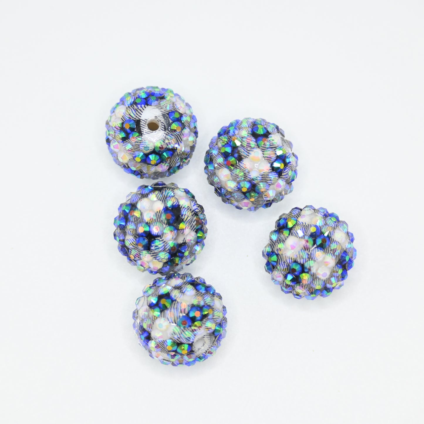 20mm Lined Black, Stripe and White Square Round Beads with Rhinestones for Keychains