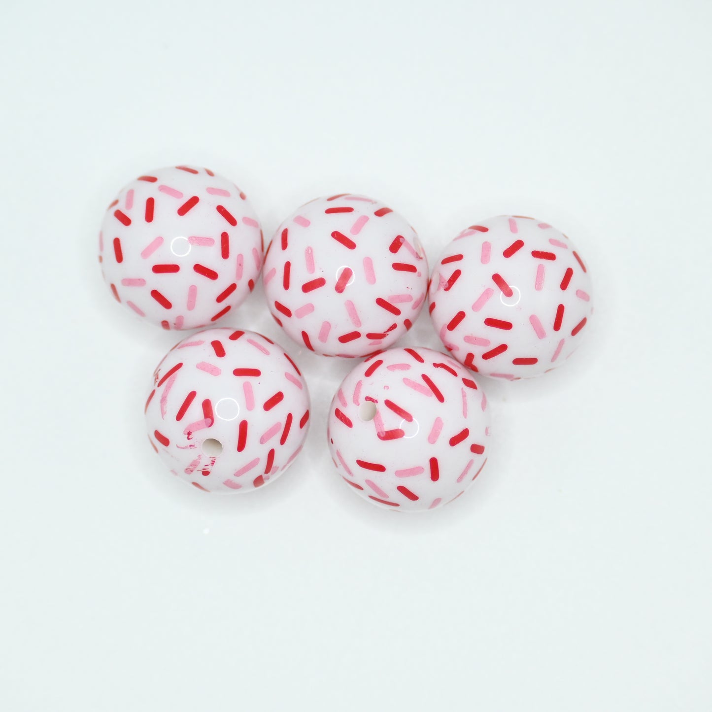 20mm Pink Candy Pattern Round Beads for Bracelets