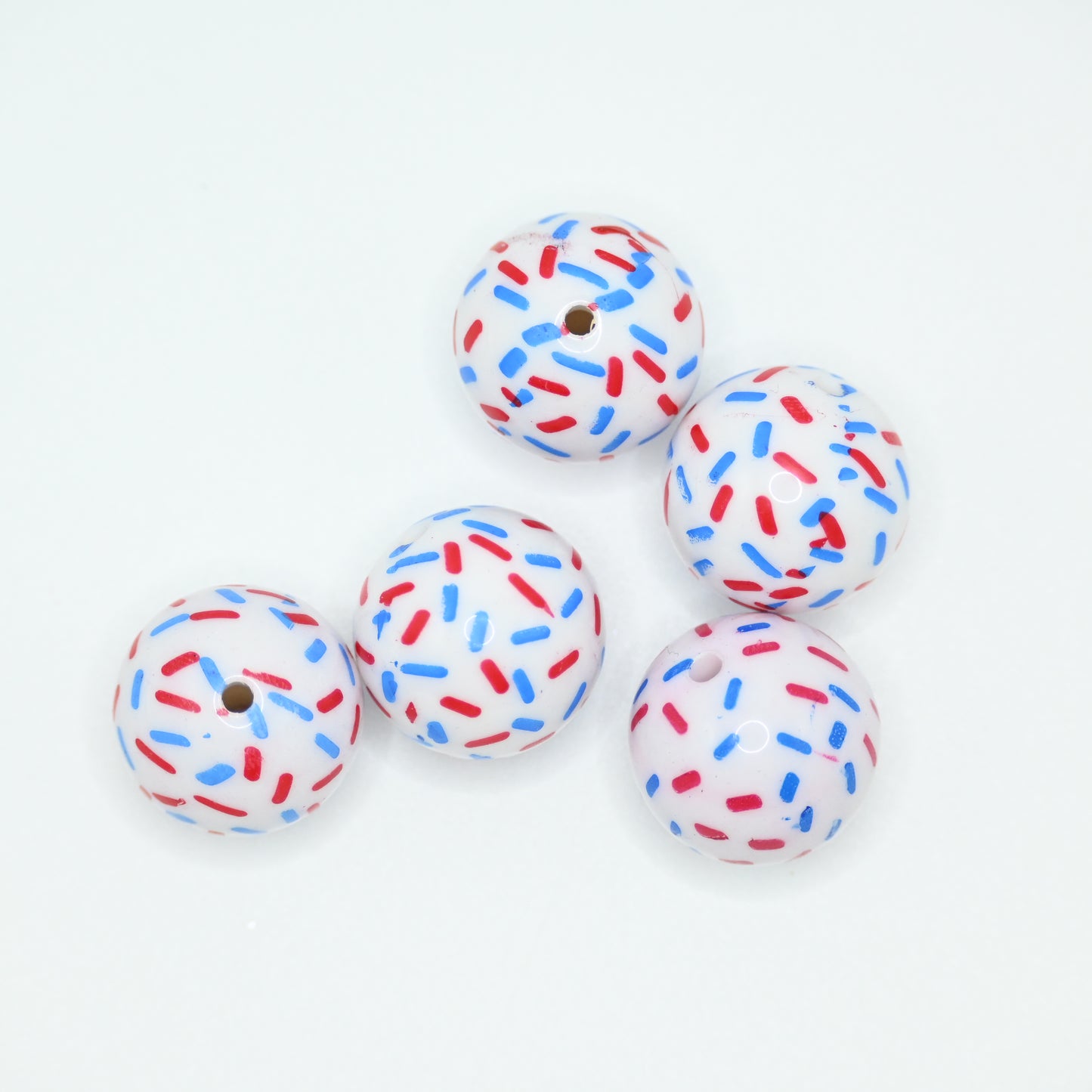 20mm Red and Blue Color Candy Pattern Round Beads for Bracelets