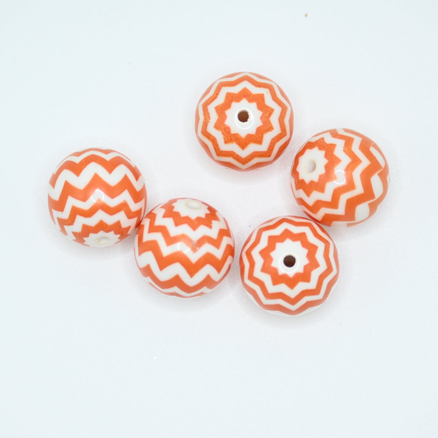 20mm Orange Layered Pattern Round Beads Large Spacer Bead for DIY Pens