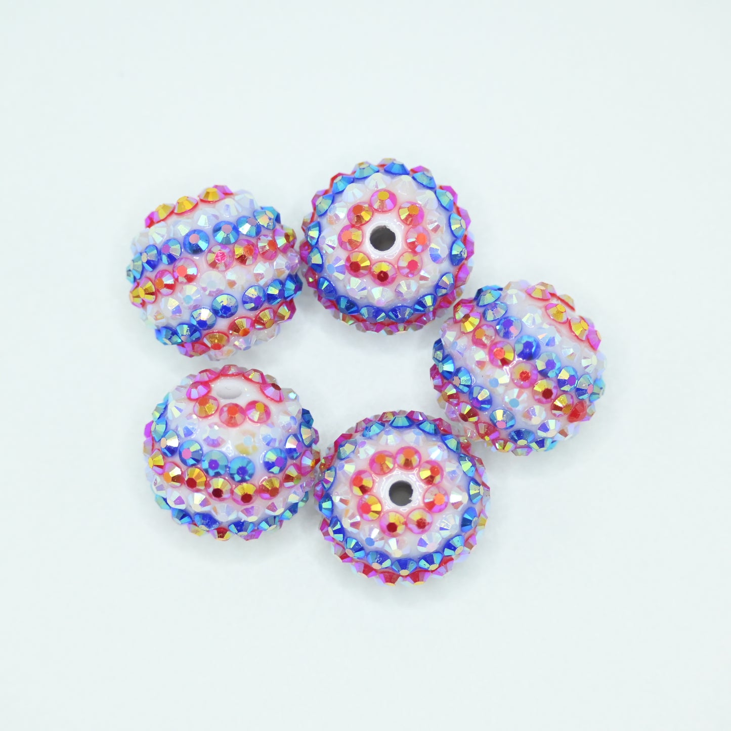 20mm Blue, White and Red Color Layered Rhinestones Beads for Bracelet Jewelry Making