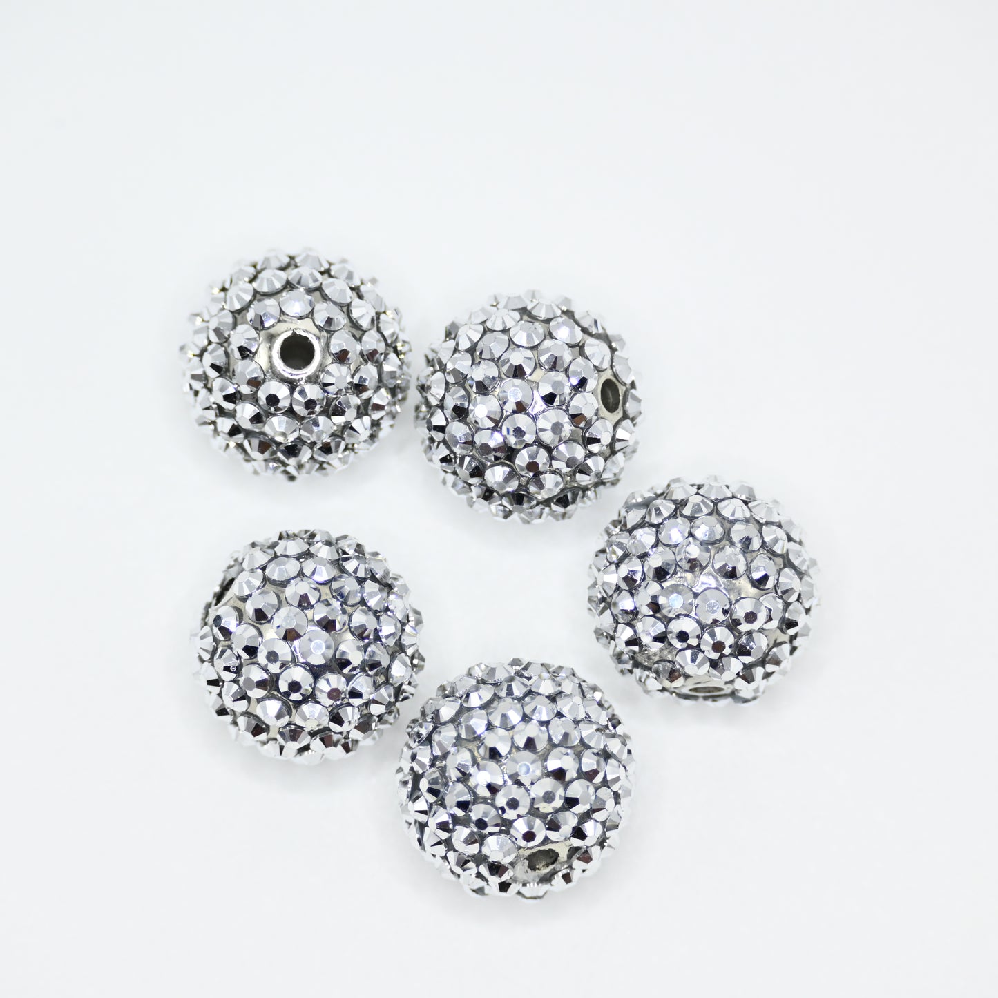 20mm Silver Color Beads with Rhinestones Jewelry Making Supplies