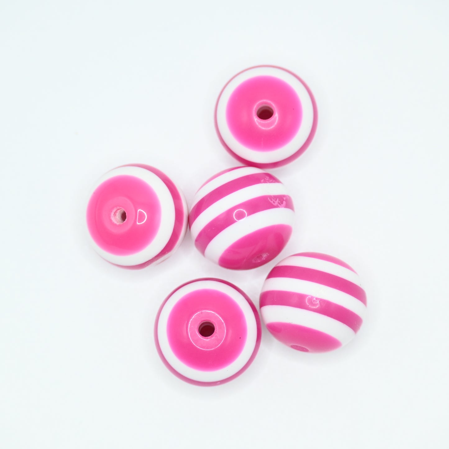 20mm Pink and White Layered Beads Jewelry Making Supplies