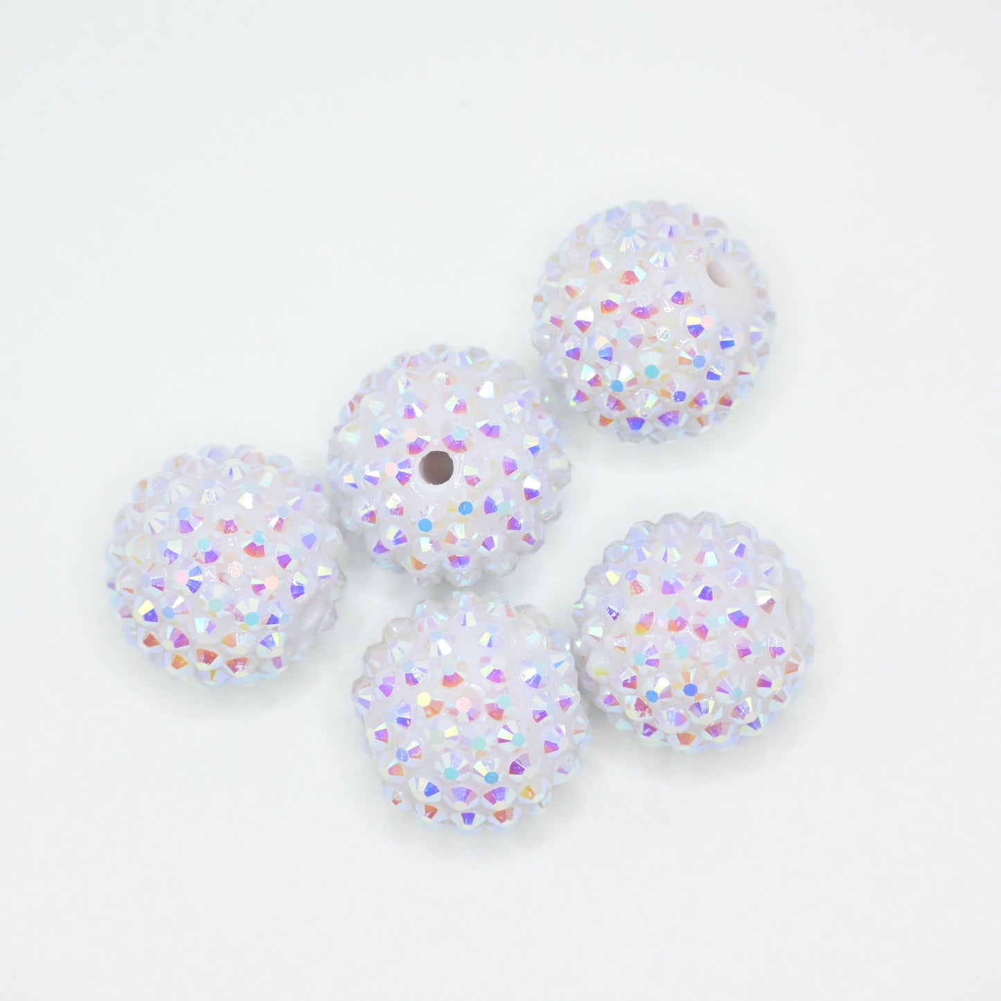 20mm White Color Beads with Rhinestones for Beadable Pens, and Focal Beads