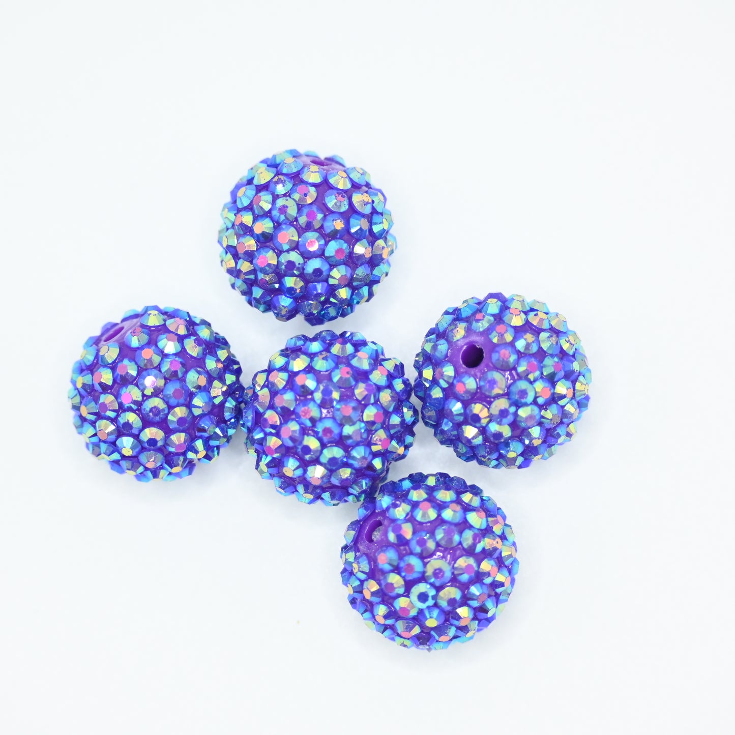 20mm Purple Beads with Colorful Rhinestones for for DIY Pens Phone Chain