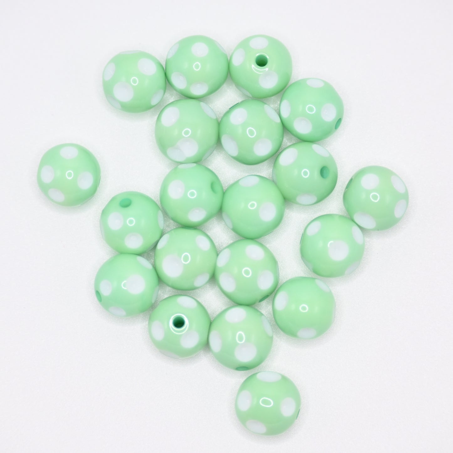20pcs 10mm Light Green Beads with White spots for Jewelry Making DIY Handicrafts