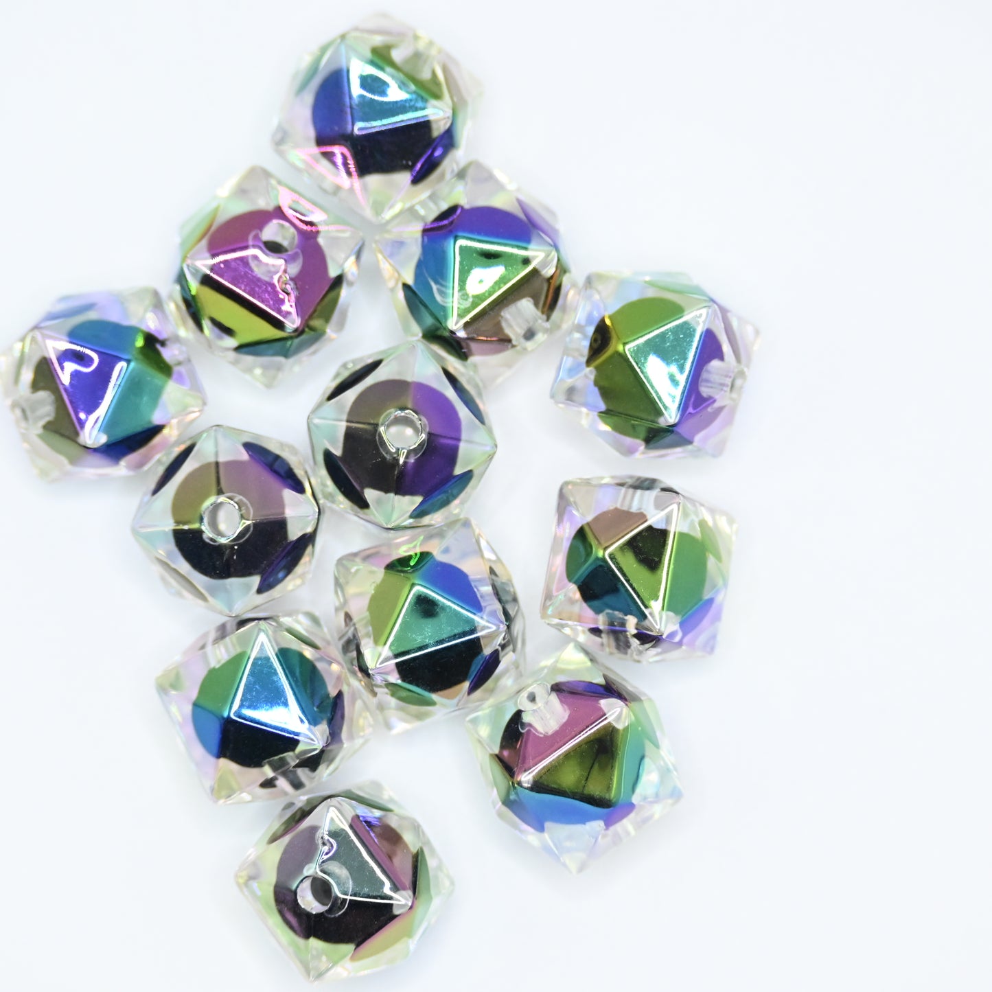 12pcs 20mm Acrylic Cube Beads with Little Black Ball inside Square Faceted DIY Beading Hairband Bracelets Necklace Craft