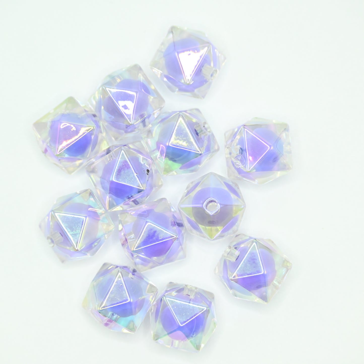 12pcs 20mm Acrylic Cube Beads with Little Purple Ball inside Square Faceted DIY Beading Hairband Bracelets Necklace Craft