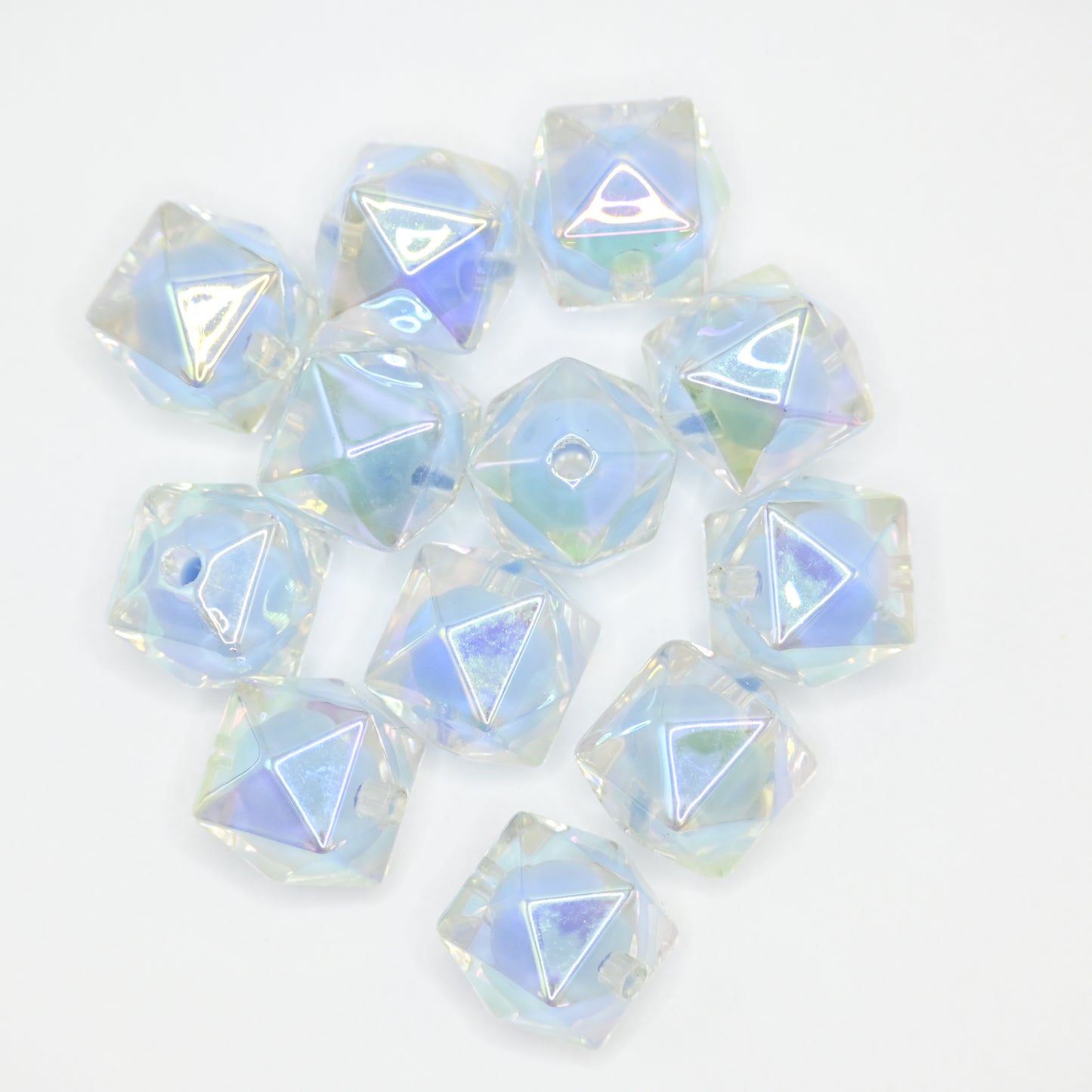 12pcs 20mm Acrylic Cube Beads with Little Blue Ball inside Square Faceted DIY Beading Hairband Bracelets Necklace Craft
