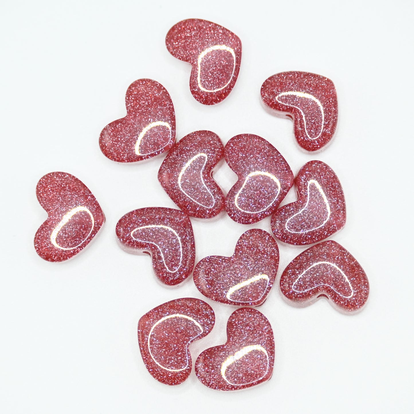 12pcs Red Healing Loose Beads Flat Heart Shape Natural Necklace Stone Pendants Crystal for Jewelry Making DIY Craft