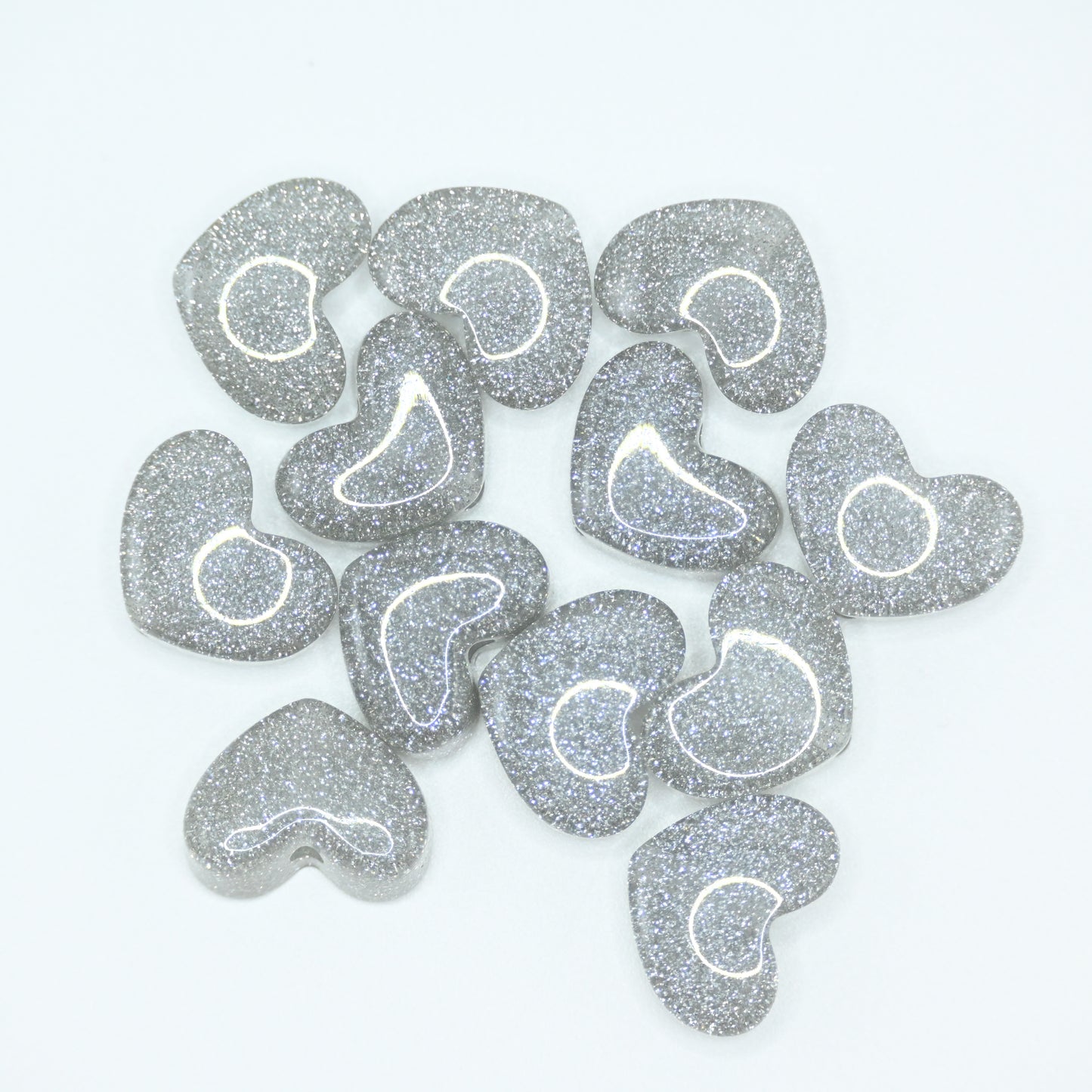 12pcs Gray Healing Loose Beads Flat Heart Shape Natural Necklace Stone Pendants Crystal for Jewelry Making DIY Craft