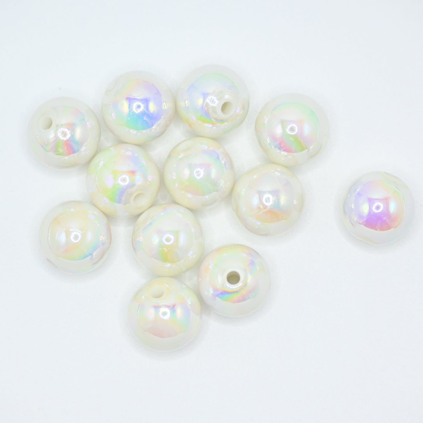 12pcs 16mm Acrylic Beads Ab White Color Pen Beads Beads for DIY for Jewelry Making Bracelets Beadable Pens