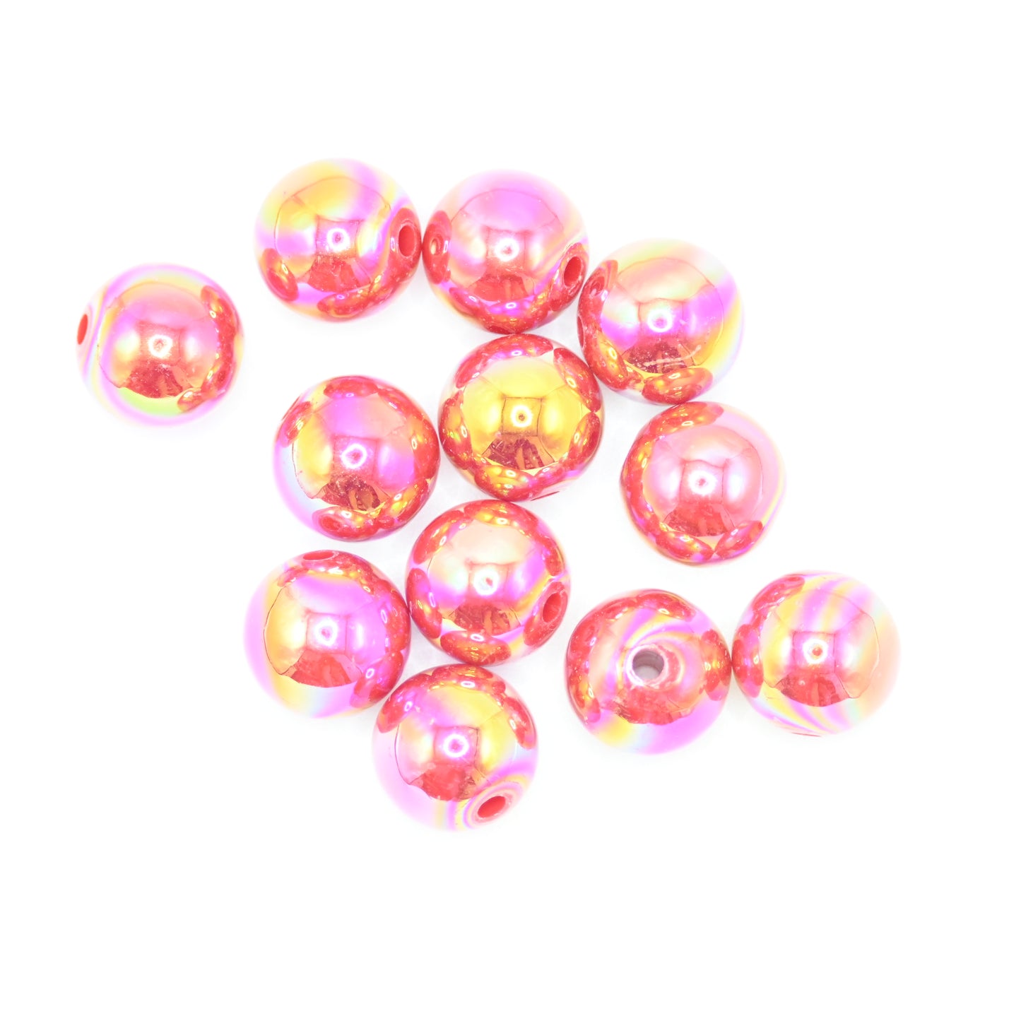 12pcs 16mm Acrylic Beads Ab Red Color Pen Beads Beads for DIY for Jewelry Making Bracelets Beadable Pens