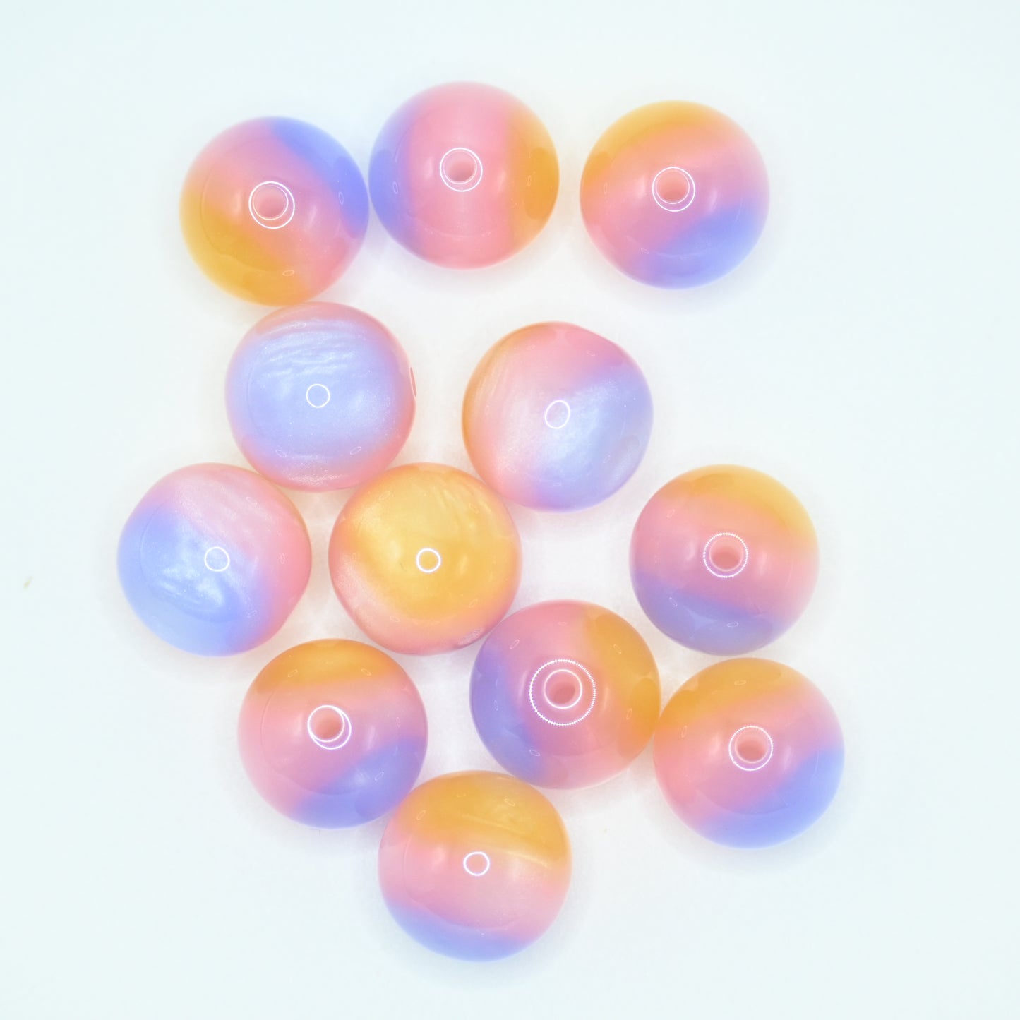 12pcs 16mm Blue Yellow Pink Gradient Beads for Pen Jewelry Chain Making Craft Spacer Supplies