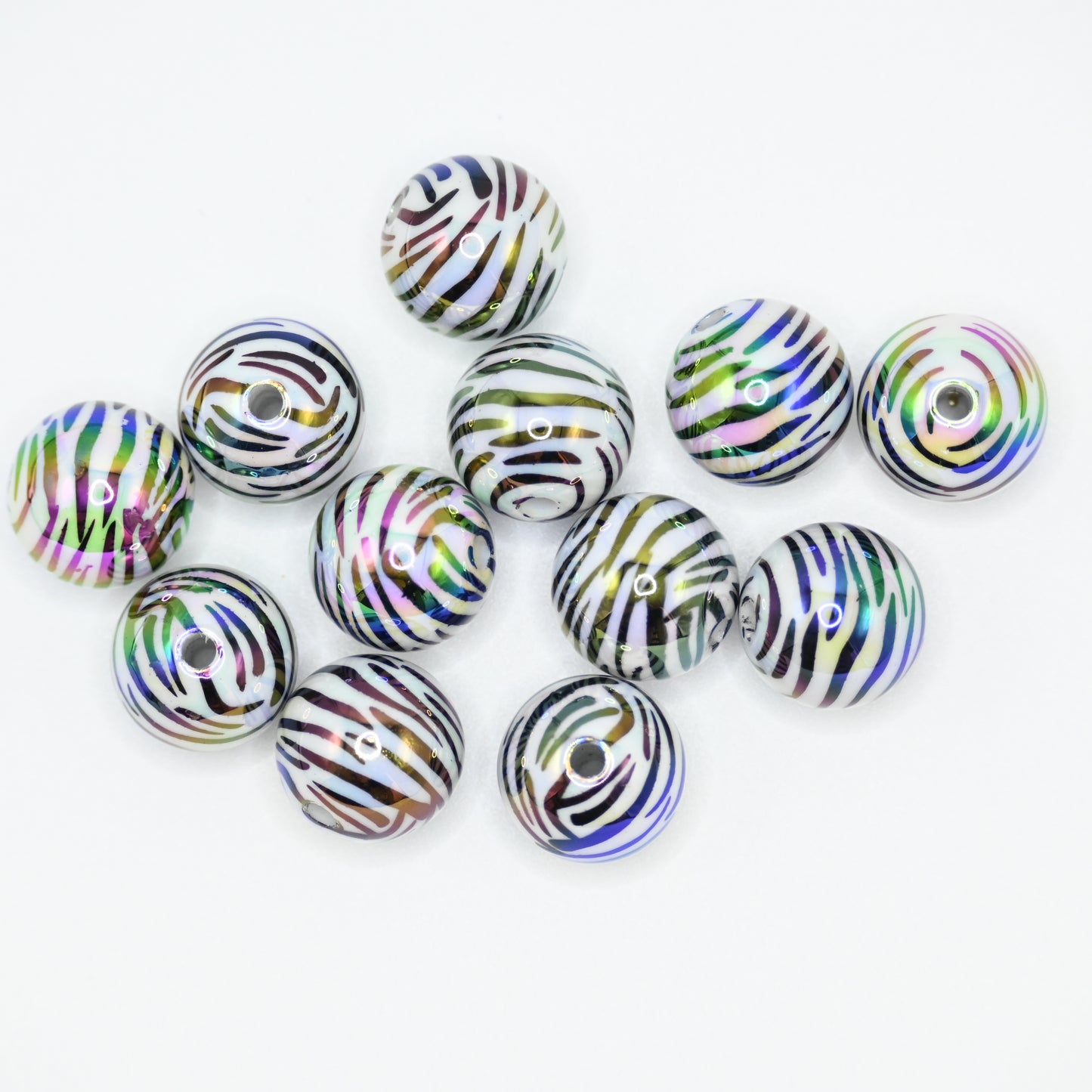 12pcs 16mm Black Stripe Beads for Pen Jewelry Chain Making Craft Spacer Supplies