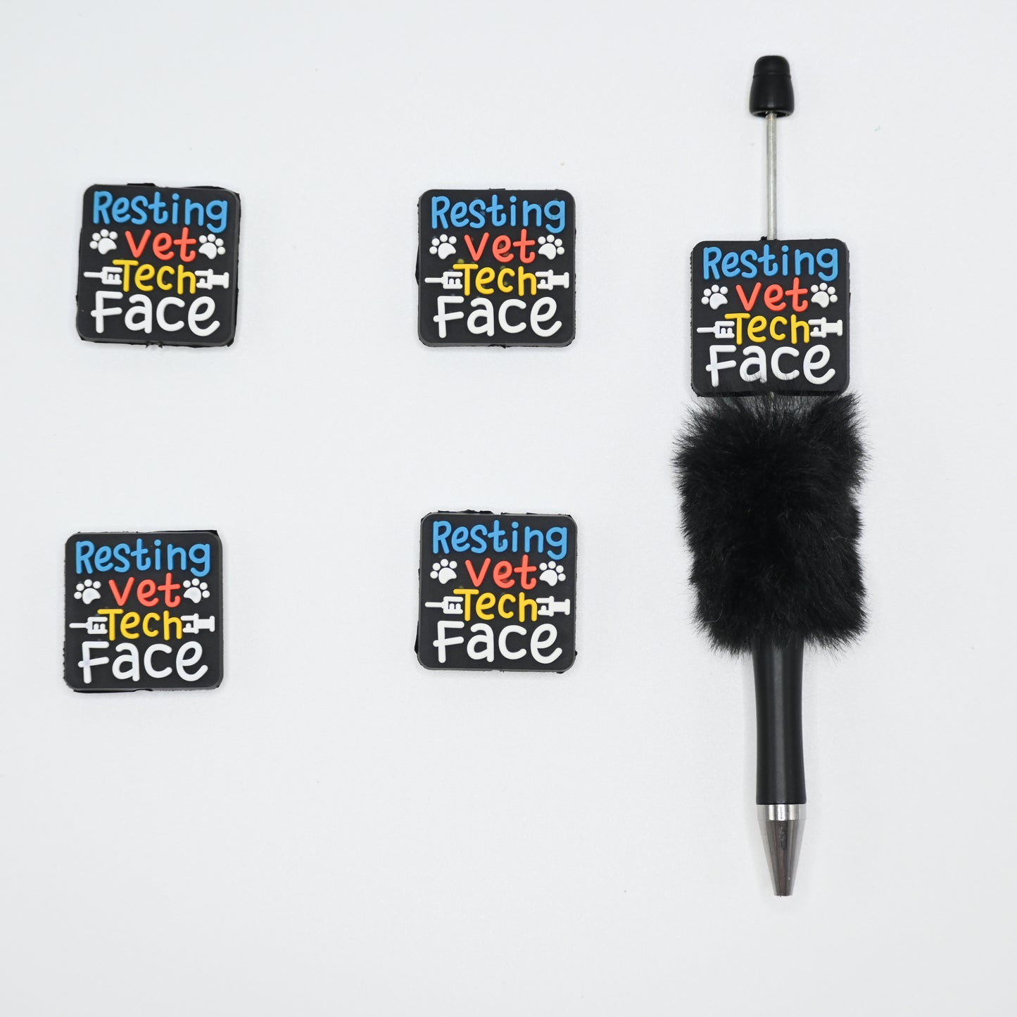 Resting Vet Tech Face Silicone Focal Beads For Pen