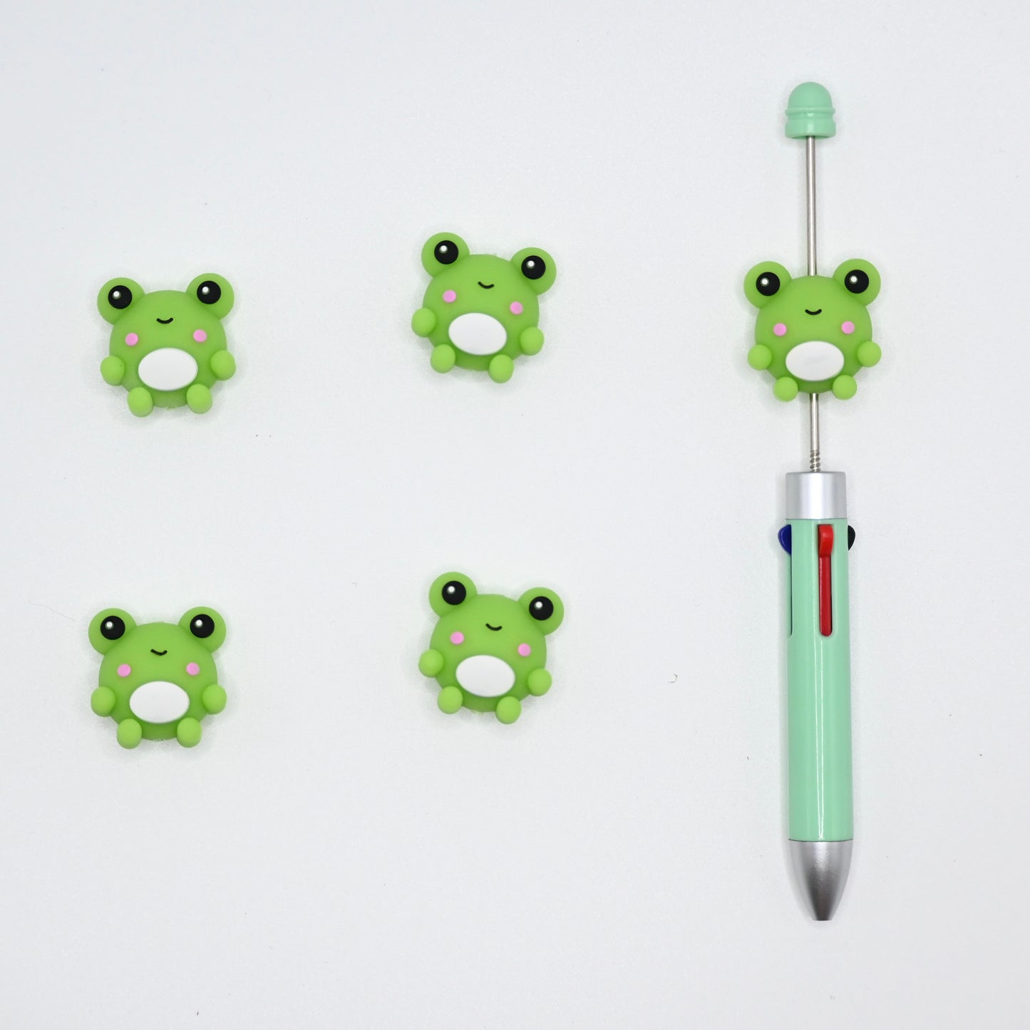3D Cute Frog with Big Eyes Silicone Focal Beads For Pen