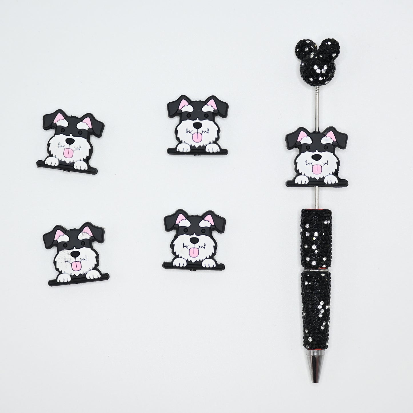 Cute Dog Stick out Tongue Silicone Focal Beads For Pen