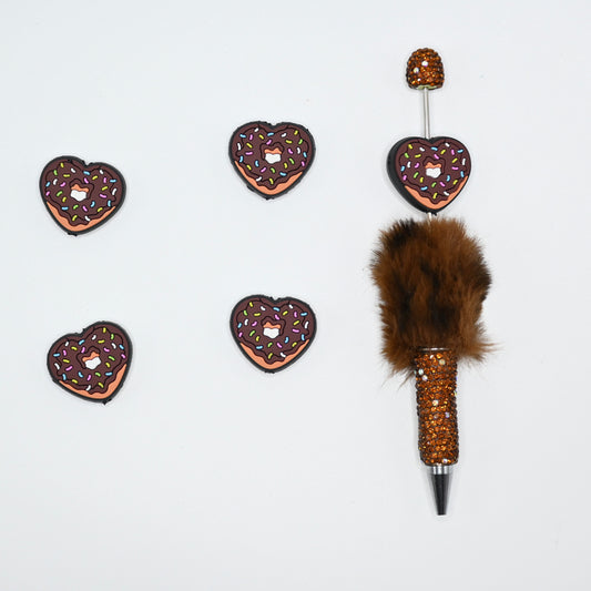 Heart Shape Donate Silicone Focal Beads For Pen