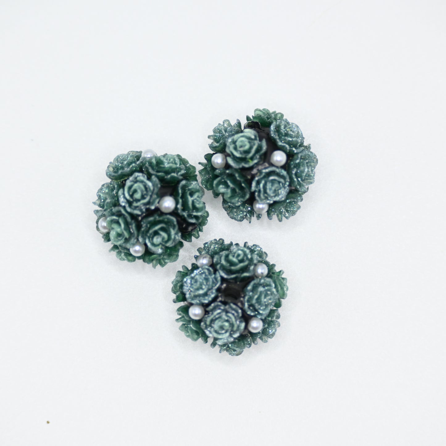 Dark Green Flower Shape Rhinestones for Beadable Pens Keychain Making