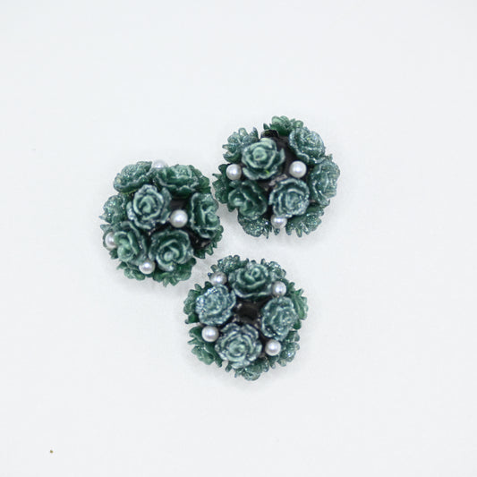 Dark Green Flower Shape Rhinestones for Beadable Pens Keychain Making