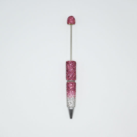 Pink Color Full Rhinestones Beadable Glitter Ballpoint Pens