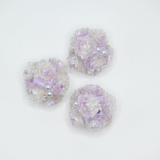 White Rose Shape Rhinestones for Beadable Pens Keychain Making