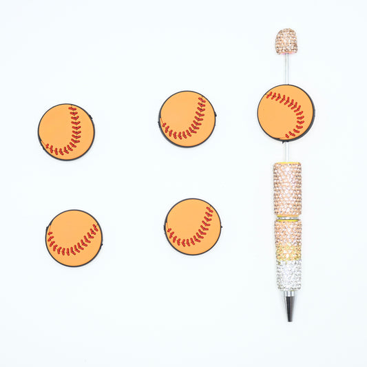 Big Orange Color Baseball Silicone Focal Beads For Pen