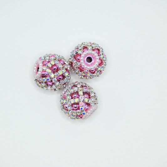 Pink Rhinestone Focal Beads for Pens Fancy Bling Glitter Sparkle Chunky Diamond Beads